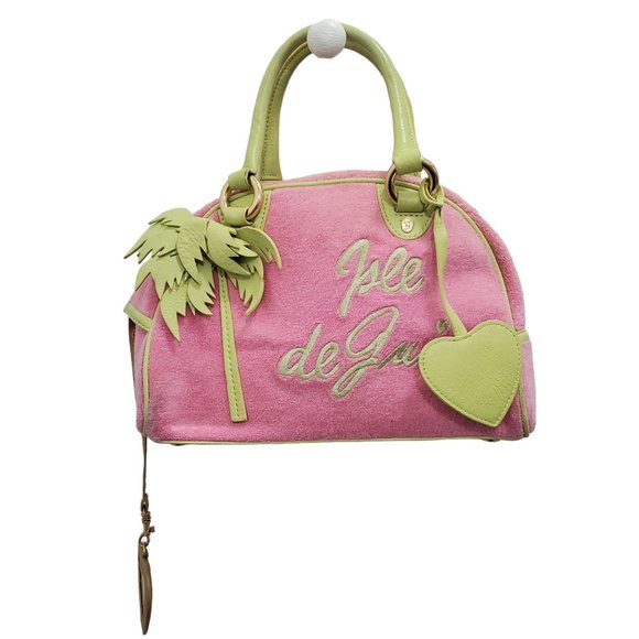 Juicy Couture Handbags - Juicy Couture Y2K Pink Lime RARE Isle de Juicy Love P&G Watermelon Terry Satchel